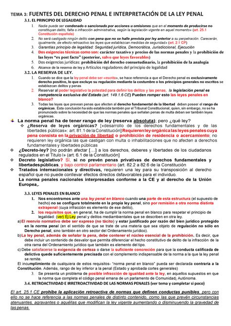 Temas Y Resumen Tjd Dade Tema Fuentes Del Derecho Penal E