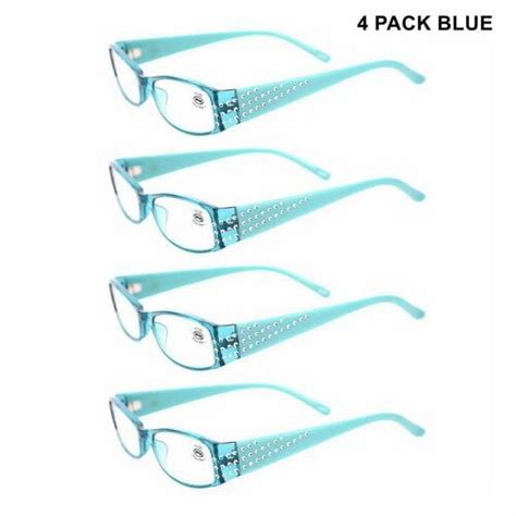 4 Pack Women Fashion Rectangular Readers Reading Glasses