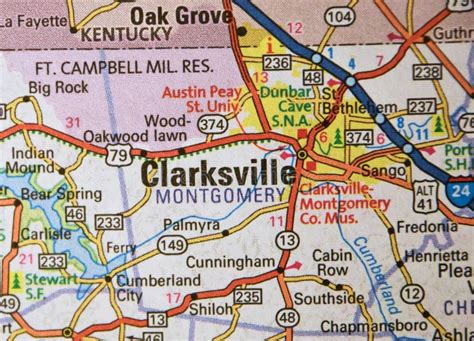 Map Image of Clarksville, Tennessee Stock Photo - Image of shows, southside: 306341442