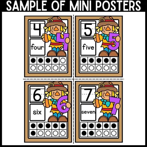 autumn number posters  ten frames number formation visuals