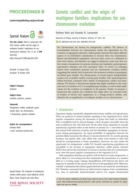 PDF Genetic Conflict And The Origin Of Multigene Families Implications For Sex Chromosome