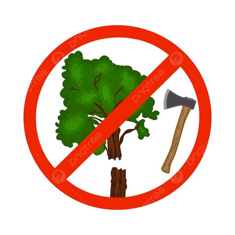 Sign Prohibiting Tree Cutting Placed On White Background Vector