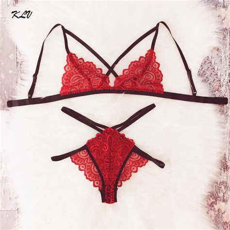 Fashion Women Floral Thin Lace Wire Free Bra Lingerie Sexy Bandage Bra G String Temptation