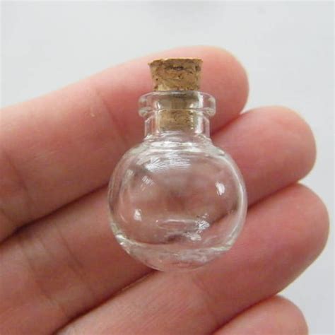 10 Mini Glass Bottles With Corks Gb13 Etsy