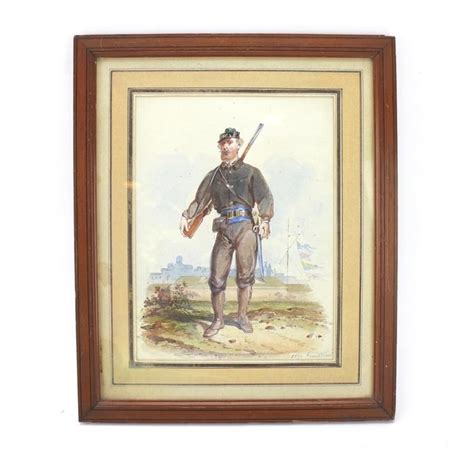 Watercolor Of French Rifleman Live And Online Auctions On