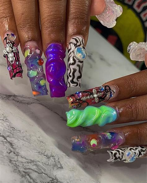 kdxx  twitter glow nails retro nails nails