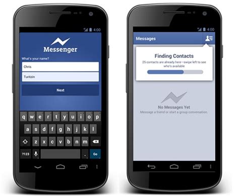 Facebook updates Messenger for Android, sign up with just name & phone number