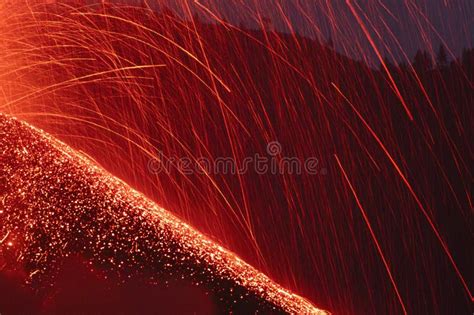 Volcanic Eruption Expelling Pyroclastic Stock Image Image Of Fire