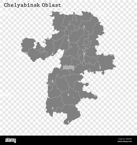 high quality map chelyabinsk oblast region russia borders districts stock