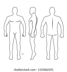 Nude Man Outline Illustration Front View Stock Vector Royalty Free