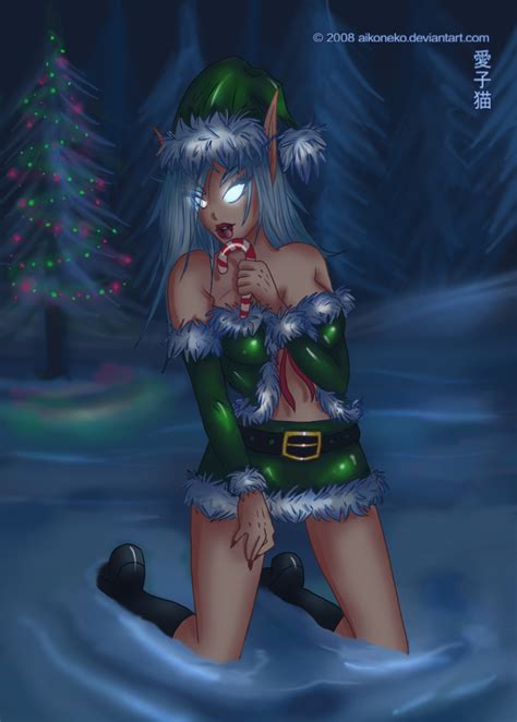 X Mas Night Elf By Aikoneko Hentai Foundry