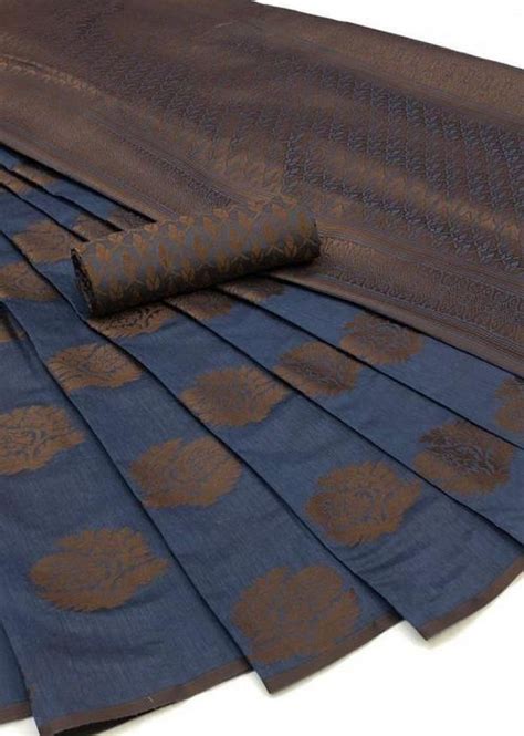 Buy Mariyam Cotton Exclusive Denim Blue Color Saree At Rs 1100 Online