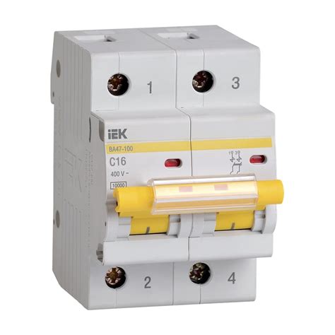Автоматический выключатель IEK ВА 47-100, 2Р, 16А, 10 кА, х-ка С MVA40 ...