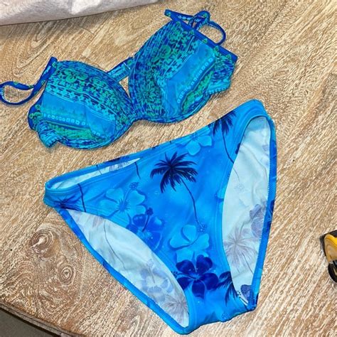 Vintage Swim Vintage Bikini S Blue Large Poshmark