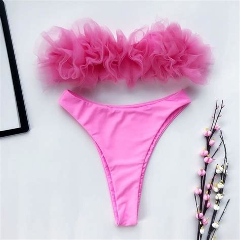 Maillot De Bain Maillot De Bain Fendu Bon Lastique Rembourr Bikini De Sport Bandeau Attrayant