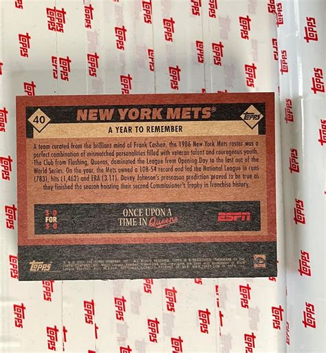 Topps X Espn Mets Once Upon A Time In Queens New York Mets Ebay