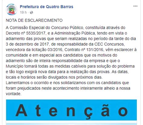 Empresa Cancela Concurso P Blico Na Rmc Horas Ap S In Cio Da Prova