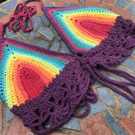 Rainbow Crochet Bikini Top Free Crochet Bikini Top Pattern Tutorial For Beginners Stardust
