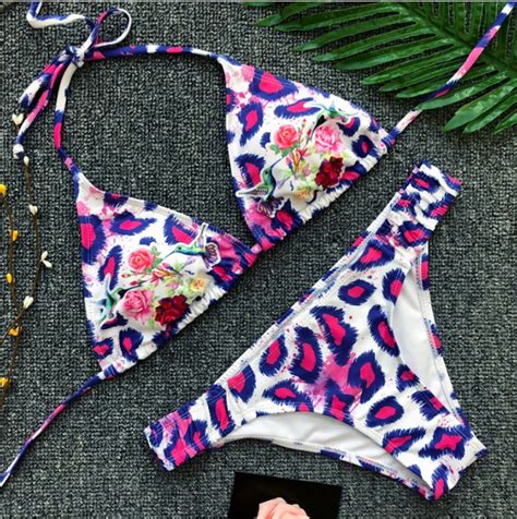 Pop Lady Sexy Purple Leopard Print Bikini On Luulla