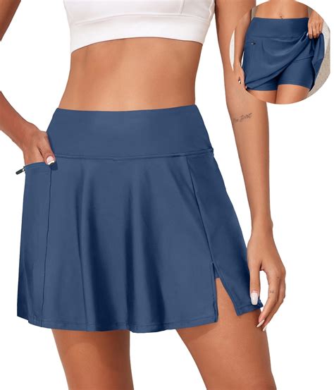 Dokotoo Womens Swim Skirt High Waist Bikini Bottoms With Zipper Pocket Side Split Bathing Suit