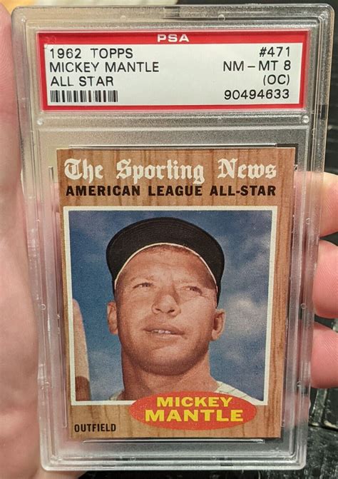 1962 Topps MICKEY MANTLE All Star SHARP Card PSA 8 Oc NM MT 471