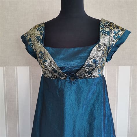 Empire Dress With Brocade Regency Dress Imperial Waist Regency Era