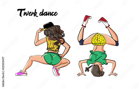 Twerk Poster Design Cartoon Style Girl Poster For Booty Dance Course Or Battle Vector