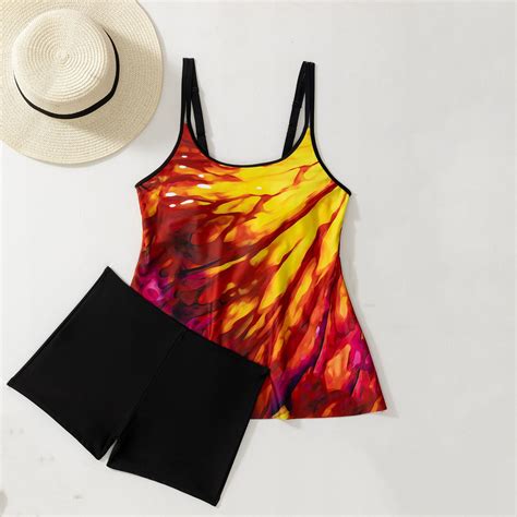 Hot Days Bold Styles Utsjkr Womens Plus Size Tankini Swimsuit Novelty Printed Two Piece Bathing