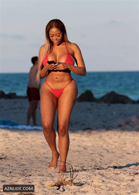 Moriah Mills Sexy Red Bikini At The Beach In Miami AZNude