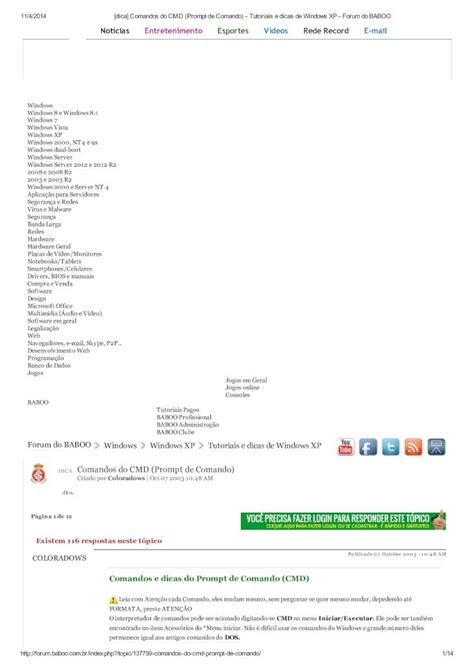 Pdf Dica Comandos Do Cmd Prompt De Comando Tutoriais E Dicas De Hot