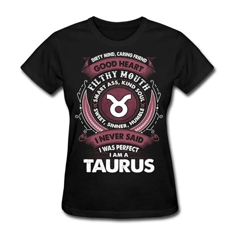 Only4u Printed T Shirts Short Crew Neck Taurus Zodiac Signs Never