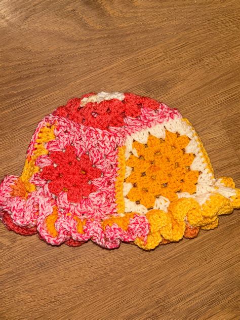 Crochet Granny Square Bucket Hat Etsy