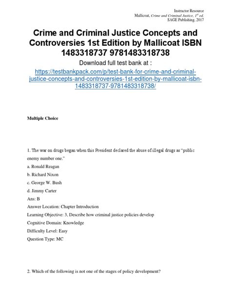 Crime And Criminal Justice Concepts And Controversies 1st Edition