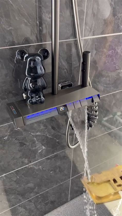 Bathroom White Piano Key Thermostat Shower Head Faucet Luxury Piano Key Hot Cold Shower Set