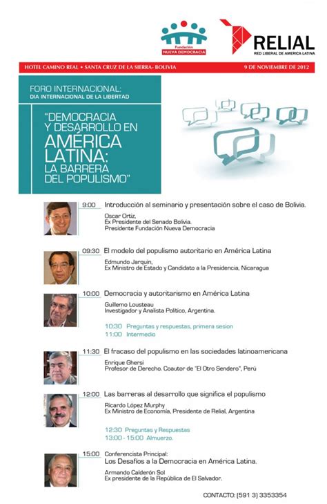 FORO INTERNACIONAL DÍA INTERNACIONAL DE LA LIBERTAD DEMOCRACIA Y DESARROLLO EN AMÉRICA LATINA