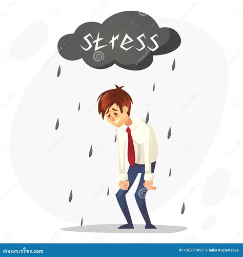 Depressed Sad Office Worker Character Stress At Work Overworked Stock