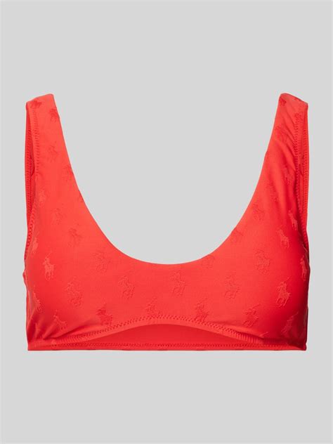 Polo Ralph Lauren Bustier Bikini Oberteil Mit Logo Strukturmuster Rot Online Kaufen