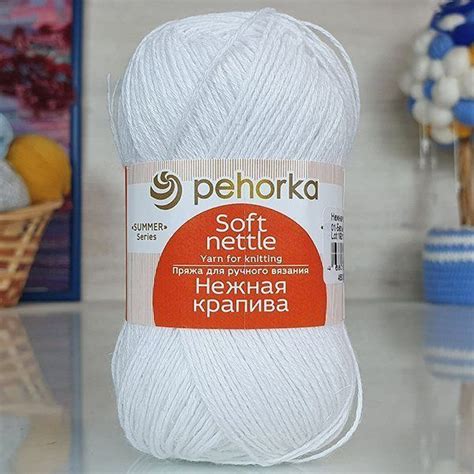 Пряжа Пехорка НЕЖНАЯ КРАПИВА 01 белый (5 мотков) - купить с доставкой ...