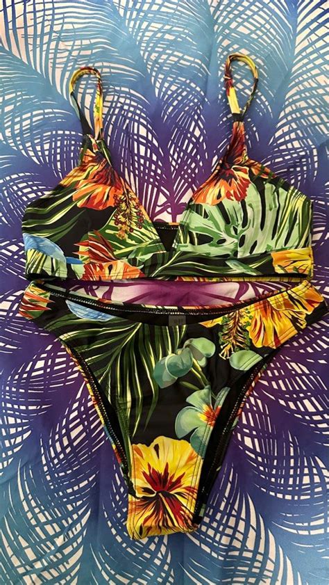 Tropical Plant Print Bikini Women S Fashion Swimwear Bikinis Swimsuits On Carousell