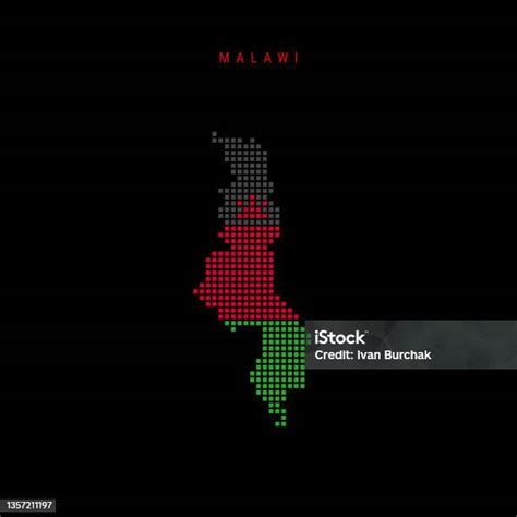 Square Dots Pattern Map Of Malawi Malawian Dotted Pixel Map With Flag