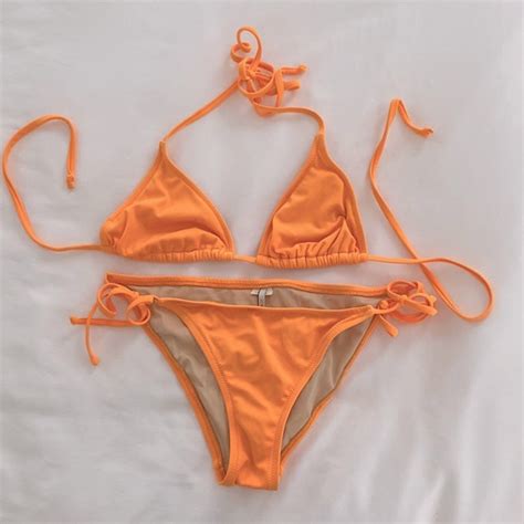 J Crew Swim J Crew Neon Orange String Bikini Size Small Poshmark