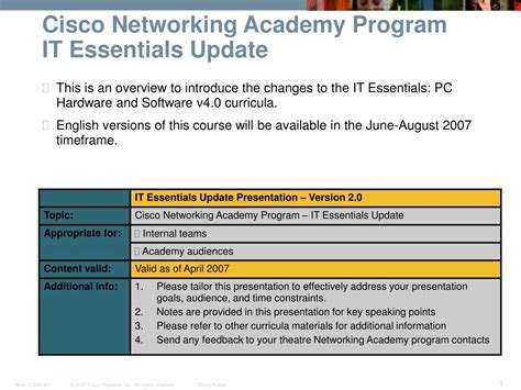 Ppt Cisco Networking Academy Program It Essentials Update Powerpoint