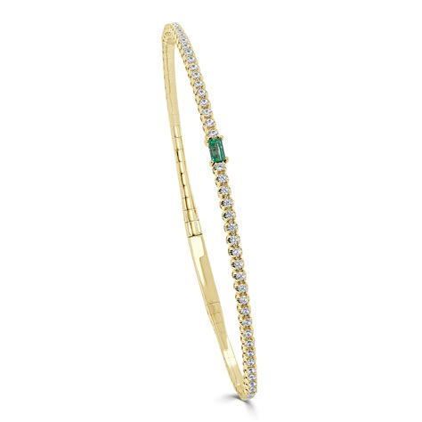 14K Gold Emerald & Diamond Flex Bangle – LUXURY BY LEONARDO