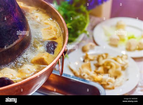 Double Flavor Hot Pot Close Up Stock Photo Alamy
