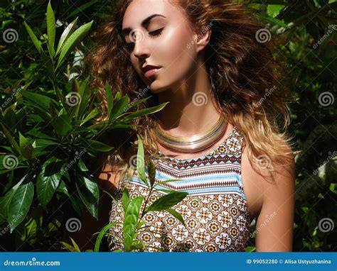 Girl In Bikini On Island Jungle Stock Photo Image Of Jungle Blond 99052280