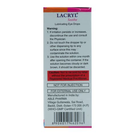 LACRYL SOOTHE EYE DROPS 10ML Price Uses Side Effects Composition