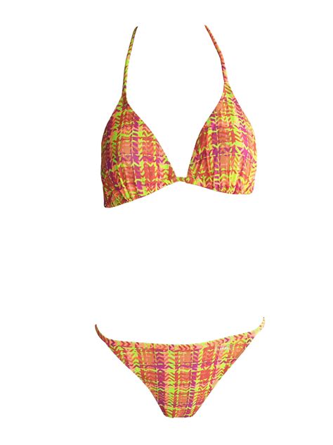 Neckholder Triangel Bikini von Solar Tan Thru durchbäunend B Cup Häkhen in gelb orange Banjador