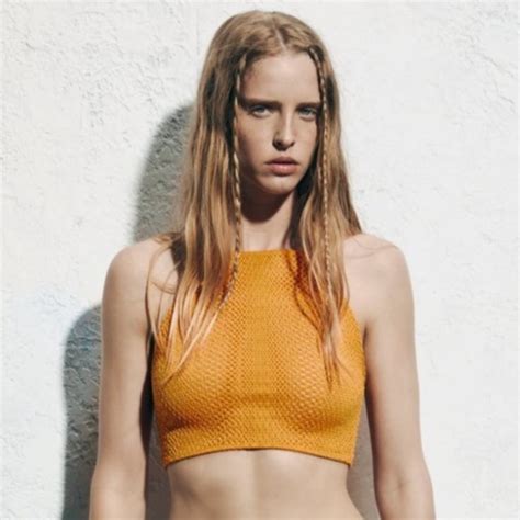 ZARA Perforated Straight Neck Crop Top in 2024 | Neck crop top, Crop ...
