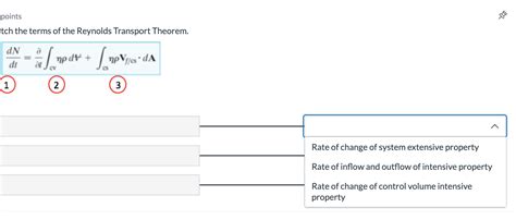 Solved pointstch the terms of the Reynolds Transport | Chegg.com