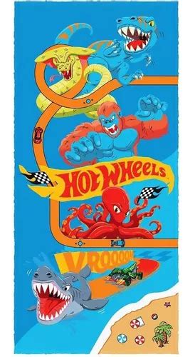 Toalla de baño de felpa para niños Hot Wheels 60 x 120 pulgadas color dragón azul y monstruos